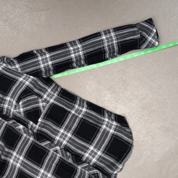 Beach Lunch Lounge Collection Black and White Plaid, Button Down Flannel - Picture 5 of 10